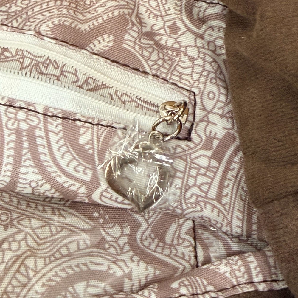 Bella Russo Large Faux Suede Hobo Shoulder Bag Taupe Brown Tassel Charm Boho - Picture 6 of 6